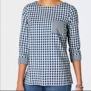 J. Jill Gingham Plaid Button Back Top Size Large Petite